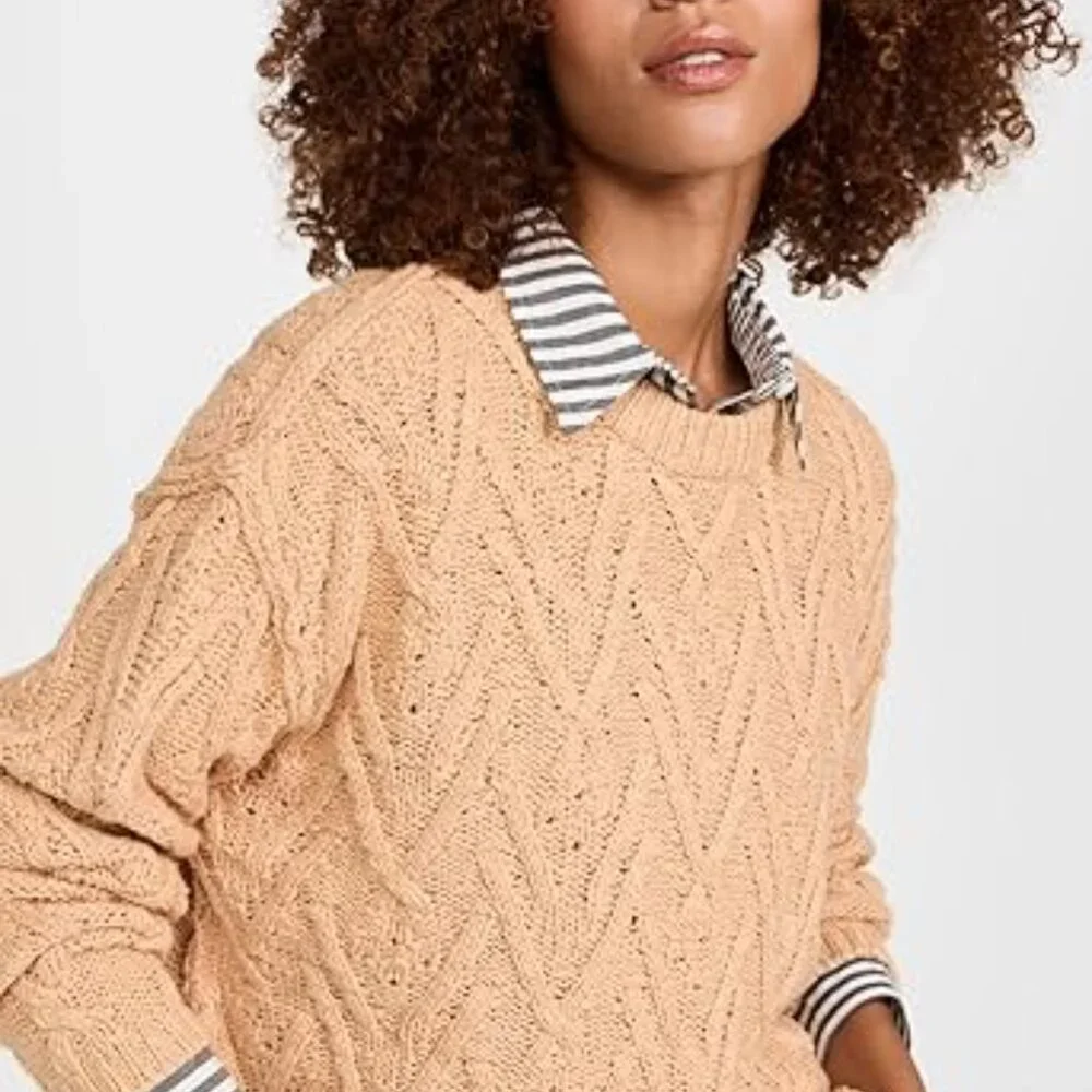 NEW FREE PEOPLE ISLA Cotton cable knit sweater 266  5M3